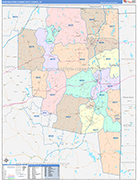 Northeastern Connecticut County Wall Map Color Cast Style